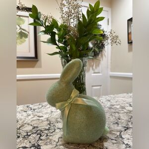 Sage-ish greenDecorative flocked mini Bunny Figurine
